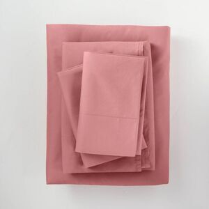 Casaluna - California King Washed Supima Percale Solid Sheet  Rose